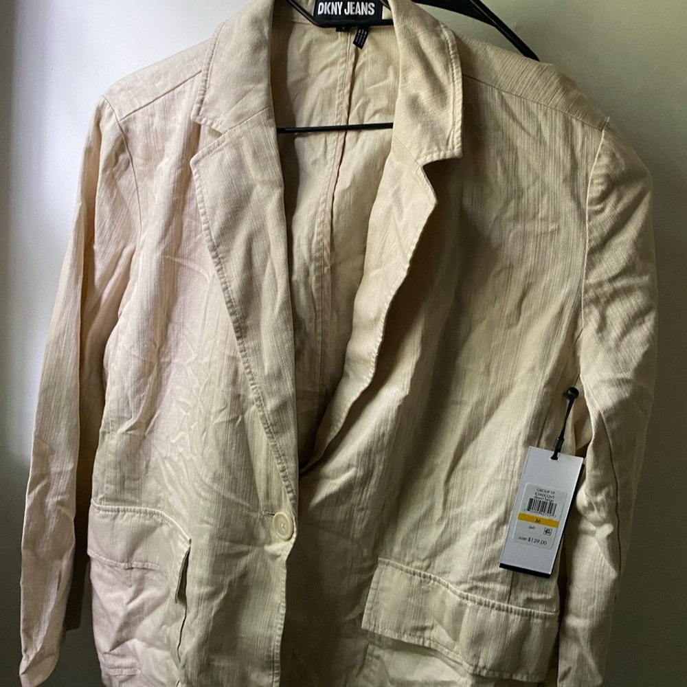 DKNY Women’s Oversized Cotton Twill Blazer Jacket Plus Size Med NWT